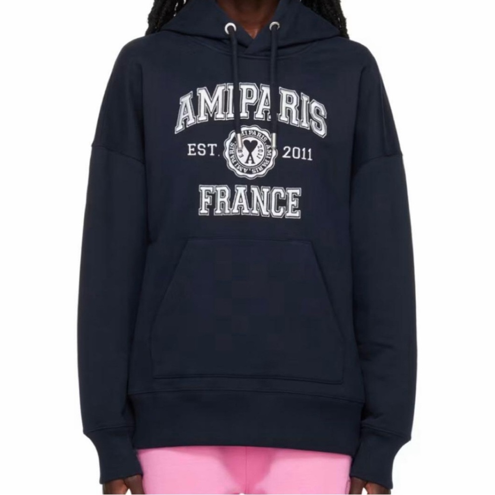 Ami Paris Navy Hoodie Sweater